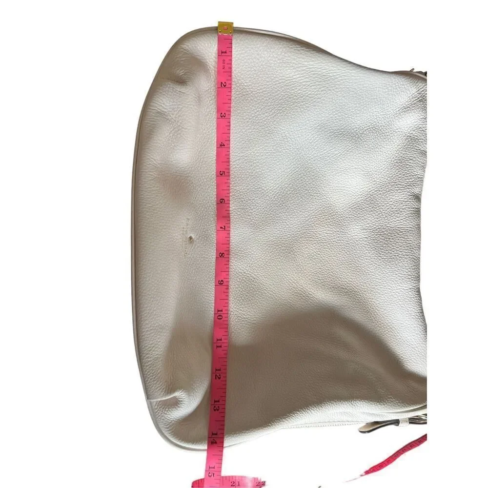 Kate spade ivory pebble leather hobo crossbody bag purse expandable zipper